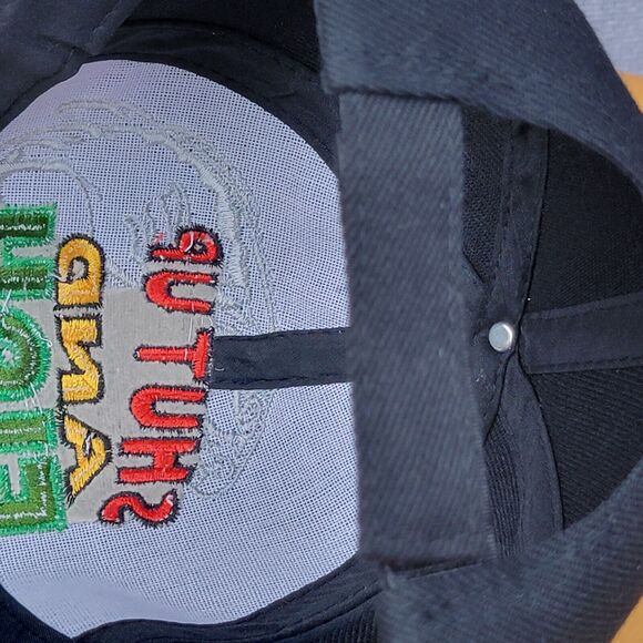 Embroidered Shut Up & Fish Fishing Hat Black Adjustable Hook & Loop Trucker Cap - Picture 15 of 16